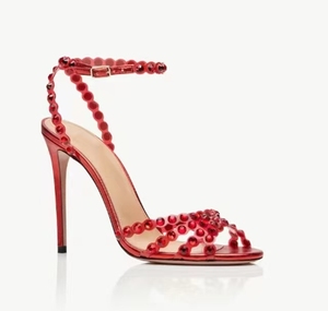 Ladies Clear Ankle Strap Rhinestone Buckle <strong>High</strong> Heeled Peep Toe Sandals Thin <strong>Heels</strong> Fashion Trend Summer Autumn Height Increasing - Product Image 3