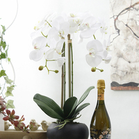 Fleur artificielle Bonsaï 3D, orchidée au toucher réel, décoration d'intérieur, fleurs artificielles de Noël, orchidées artificielles avec pot