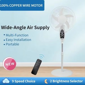 16-inch 5-Blade AC DC bệ tháp <span class=keywords><strong>Fan</strong></span> LED ánh sáng năng lượng mặt trời bảng điều khiển từ xa có thể sạc lại ngoài trời xe RV sử dụng làm bằng nhựa - Product Image 4