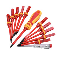 Kit de Tournevis Électricien 13 Pièces 1000V, Ensemble Mini Tournevis Isolés Interchangeables avec Embouts Plats