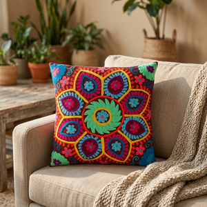 Housse de coussin design personnalisée indienne coussin Suzani brodé carré en gros - Product Image 3