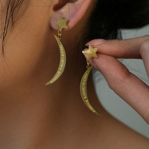 Orecchini pendenti in acciaio inossidabile placcato oro 18K da donna <span class=keywords><strong>Moonstar</strong></span> ciondolo a catena lunga con frangia delicata - Product Image 5