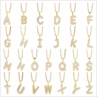 Pendentif en acier inoxydable avec zircons dorés PVD, lettres anglaises 26, résistant à la transpiration, collier avec pendentif initial A-Z, bijoux de luxe léger