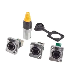 Paneel Mount Haakse Rj45 Muur Vierkante Socket Ip68 Met Kabel Rj45 Waterdichte Connector