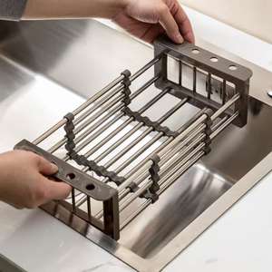 Évier de cuisine mettre baguettes évier au-dessus de l'évier égouttoir panier d'égouttage panier de rangement pour vaisselle rétractable - Product Image 2