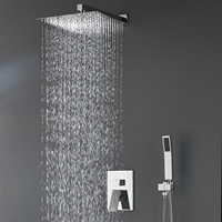 Ensemble de douche et robinetterie de luxe, mitigeur mural, pommeau de douche mural, ensemble complet de douche de pluie carré pour salle de bain
