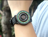 Montre à quartz pour homme, boîtier rond, cadran noir, affichage à trois aiguilles, lunette rotative, bracelet en silicone, sport