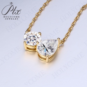 Collier pendentif double forme en argent sterling 925 avec Moissanite coupe ronde VVS1 Bijoux Cadeau pour femmes Occasions spéciales - Product Image 2