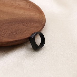 Men's Geometric Black <b>Titanium</b> Steel <b>Ring</b> Plain Design Gift Jewelry - Product Image 2