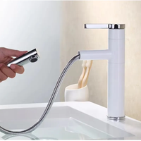 Robinet de lavabo AMAXO avec bec rotatif, blanc et chromé, robinet de lavabo extractible