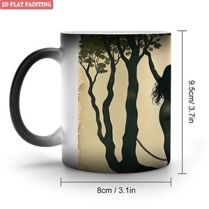 Simple Unprinted DIY Frosted Craft Mug 11oz Black <b>Ceramic</b> Heat Sensitive <b>Cup</b> - Product Image 1