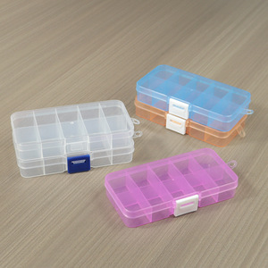 Small 10 Compartment Transparent <b>Plastic</b> Storage <b>Box</b> With Detachable Dividers For Jewelry Organizers Desktop Use PP Material - Product Image 2