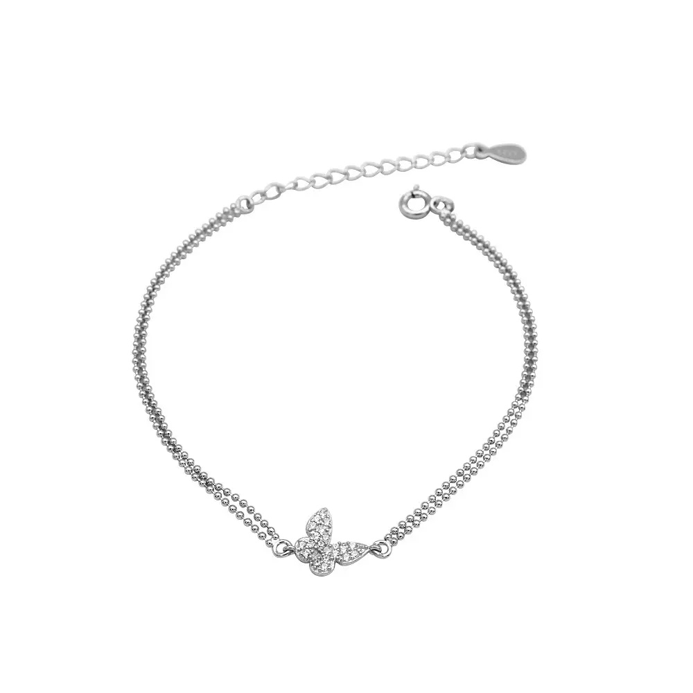 S925 main en argent avec accessoires pour femmes élégantes Double papillon bijoux de mode Bracelet s