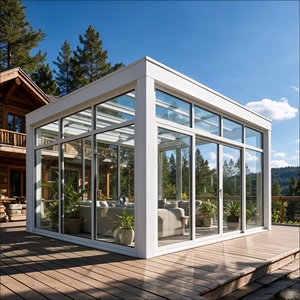 <span class=keywords><strong>Solarium</strong></span> à cadre en aluminium blanc avec portes coulissantes Easy Glide pour cabane en bois de montagne - Product Image 3