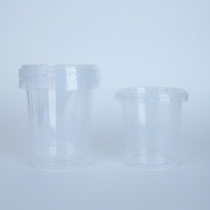 Gobelets en plastique jetables personnalisables avec logo, pour fruits, 750 ml et 1000 ml, avec couvercles et poignées – Vente chaude - Product Image 2