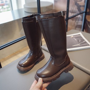 Bottes de printemps pour filles, bottes en cuir à tige haute, chaussures à fermeture éclair pour enfants, chaussures mi-mollet, chaussures d'hiver pour bébés filles - Product Image 4