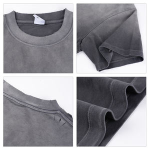 制造商高品质您自己的品牌标志定制重量级t恤水洗复古t恤酸洗仿旧100% 棉 - Product Image 6