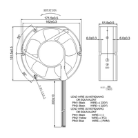 Ventilateur axial AC EC 172x150x51mm 230V 110V à économie d'énergie avec contrôle de vitesse pour armoire industrielle CVC, IP54 CE RoHS