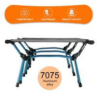 Lit pliant portable ultraléger réglable en tube d'aluminium Lit de camping pliable confortable pour l'extérieur