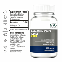 OEM ODM SYC Iodure de potassium 130 mg Complément alimentaire naturel pour la thyroïde et le renforcement immunitaire, comprimés pour adultes 120