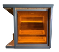 Rumah Sauna Luar Ruangan Desain Mewah dari Kayu Spruce Termal untuk 4-6 Orang, Kabin Sauna Uap Taman Besar dengan Beranda