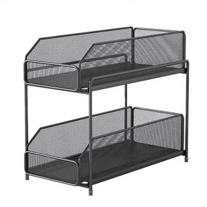 Sliding Out Double Tier Wall Mounted Stainless Steel Under Sink Bathroom & Kitchen <b>Storage</b> <b>Rack</b> - Product Image 3