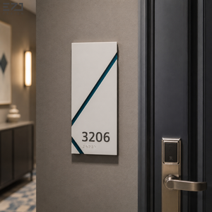 <span class=keywords><strong>Plaque</strong></span> de porte personnalisée EZD pour chambre d'hôtel, en acrylique et métal, avec numéro de chambre et braille, pour hôtel, appartement, bureau - Product Image 4