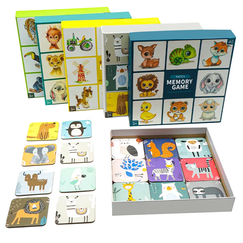 Kartu Permainan Pencocokan Memori Hewan Anak-anak Interaktif Kustom untuk Anak-anak