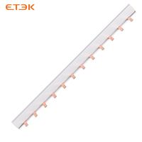 Barre omnibus en cuivre ETEK EK101-2 de type broche, 1P 63A, section transversale de 10 mm, bornier à fils enfichables scellé 12 voies pour applications électriques en série
