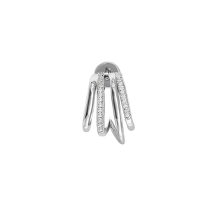 Orecchini a Perno E3505 in Oro Bianco con Diamante Rotondo Incastonato, Design Geometrico di Tendenza, Gioielli Unisex alla Moda - Product Image 1