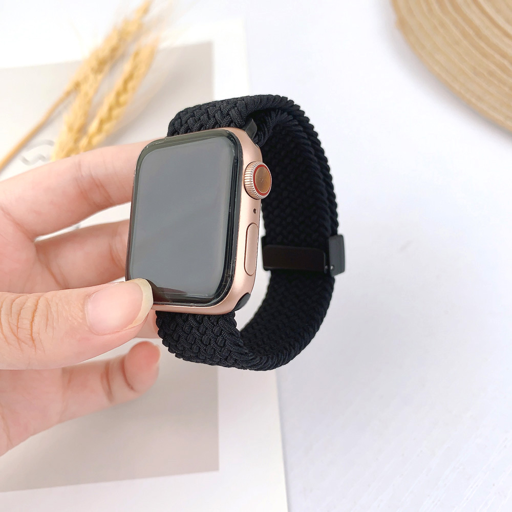 Rainbow Nylon Woven Loop Magnetic Clasp Watch Band for -Lightweight Comfortable Professional & Soft Adjustable Strap
