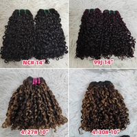 Letsfly 11A Lot de Cheveux Humains Bouclés Pixie Double Drawn Noir Naturel 10-26 Pouces Pointes Pleines Trame Double
