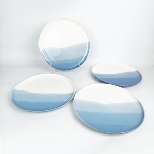 <span class=keywords><strong>Set</strong></span> di <span class=keywords><strong>piatti</strong></span> da tavola in ceramica <span class=keywords><strong>blu</strong></span> nordico Ombre per ristorante - Product Image 2