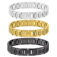 Bracelet magnétique en acier titane avec motif crocodile haut de gamme, réglable et inaltérable