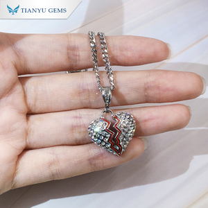 Collana da Uomo Tianyu con Moissanite, Design a Cuore Spezzato, Pendente in Oro Bianco con Diamante Moissanite - Product Image 3