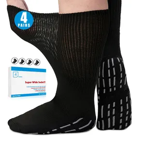 Wide Swollen Feet Hospital Socks Extra Width Non Slip Grip Cotton Viscose Diabetic Socks Medical