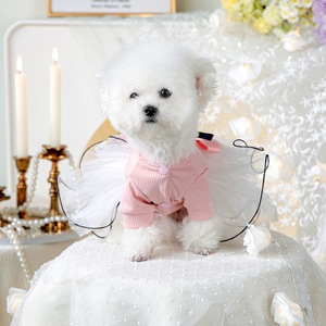 Elegante Vestido de Novia de Encaje de Manga Larga para Perros Pequeños, Vestido Premium para Mascotas, Ropa para Cachorros y Gatos - Product Image 4
