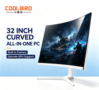 Computadora Todo en Uno COOLBIRD de 32 Pulgadas con Pantalla Curva, Cámara Opcional y GPU Discreta para Oficina en Casa y Negocios