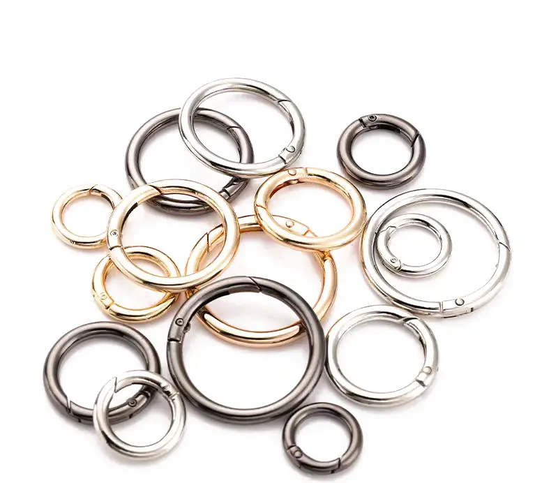 Wholesale custom round spring buckle bag spring ring metal spring buckle for luggage accessories