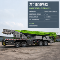 Grue Routière ZTC1000V663 100 Tonnes, Unité d'Occasion en Stock, 23,5t Contrepoids Complet, Sans Remorque, Prête à l'Expédition