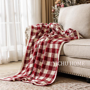 Couverture Raschel en polaire <span class=keywords><strong>rouge</strong></span> française <span class=keywords><strong>de</strong></span> haute qualité motif géométrique Plaid Design pour bureau <span class=keywords><strong>sieste</strong></span> châle utilisation décorative <span class=keywords><strong>de</strong></span> noël pour - Product Image 2