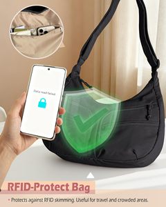 กระเป๋าสะพายข้างพร้อมช่องใส่ขวดน้ำแบบกันน้ำ ช่องใส่ของแบบป้องกัน RFID ปิดด้วยซิป วัสดุโพลีเอสเตอร์ มีช่องใส่ของหลายช่อง - Product Image 5
