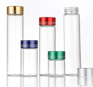 20ml 50ml 100ml empty transparent glass tube vial drift bottle with screw on bamboo lid Glass Bottle for Coffee bean storage