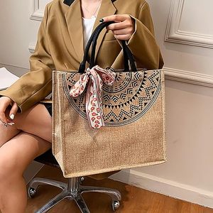 Women'<strong>s</strong> Fashionable Eco-friendly <strong>Jute</strong> <strong>Tote</strong> <strong>Bag</strong> Zipper Closure Custom Logo Long Fabric Handle Reusable Travel Gift Shopping - Product Image 6