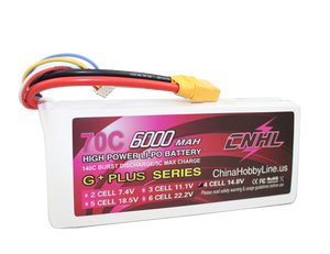 Cnhl G+plus 6000mAh 14.8V 4S 70C リポバッテリー XT90プラグ付き RCカー、ボート、飛行機用 - Product Image 1