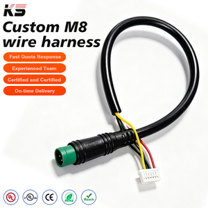 M10 4针公对母延长线 28AWG PVC 防水 IP67 工业传感器连接线 - Product Image 1