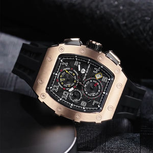 <span class=keywords><strong>Montre</strong></span> tonneau de luxe pour homme <span class=keywords><strong>TSAR</strong></span> BOMBA, bracelet en silicone de 18 mm, cristal, étanche, chronographe lumineux, sport tendance, mouvement SEIKO - Product Image 5