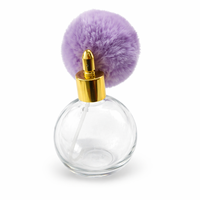 Flacon de parfum de luxe en fausse fourrure violette 100 ml, style vintage, vaporisateur vide en verre avec pompe dorée