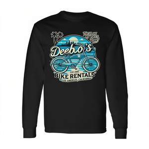 Camiseta de manga larga de Deebo's Bike Rentals, diseño de tienda de bicicletas de Los Ángeles, California, 1995 - Product Image 2