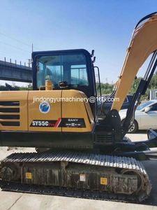 Miniexcavadora de segunda mano, maquinaria original SANY SY55C, excavadora hidráulica de cadenas de 5 toneladas, usada, con cuchilla/motor Isuzu - Product Image 5